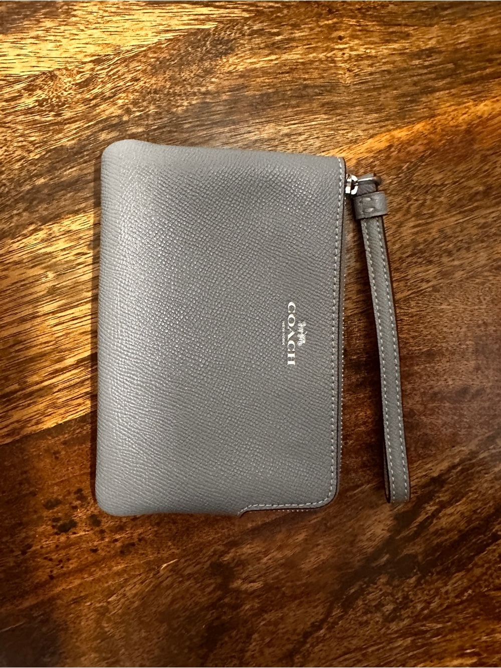 Coach Gray Leather Wristlet